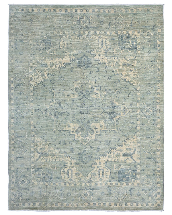 9x12 Beige Oushak Turkish Handmade Muted Traditional Veg Dye Wool Rug